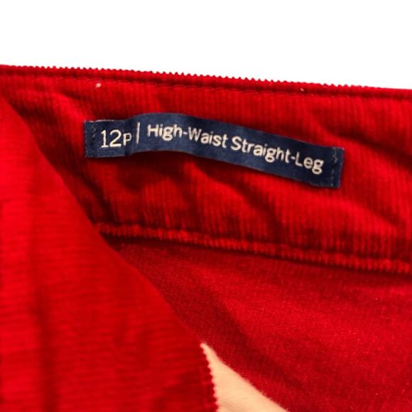 TALBOTS High-Waisted Straight-Leg Apple Red Corduroy Pants, Size 12P - Picture 9 of 10